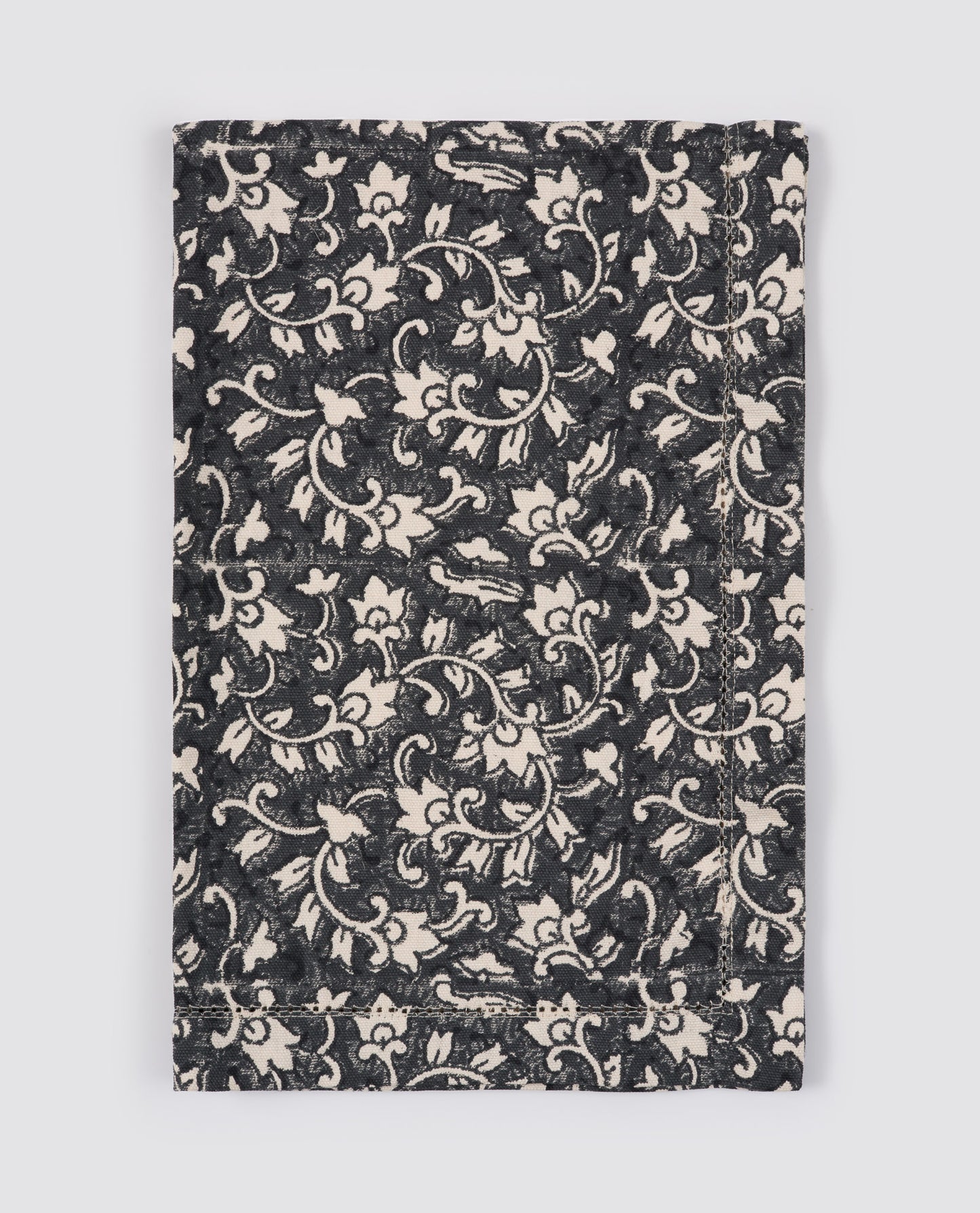 Organic Cotton Tea Towel - Delilah block print in inky blue