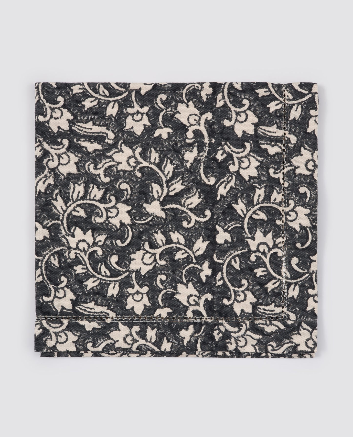 Organic Cotton Napkin - Delilah block print in inky blue