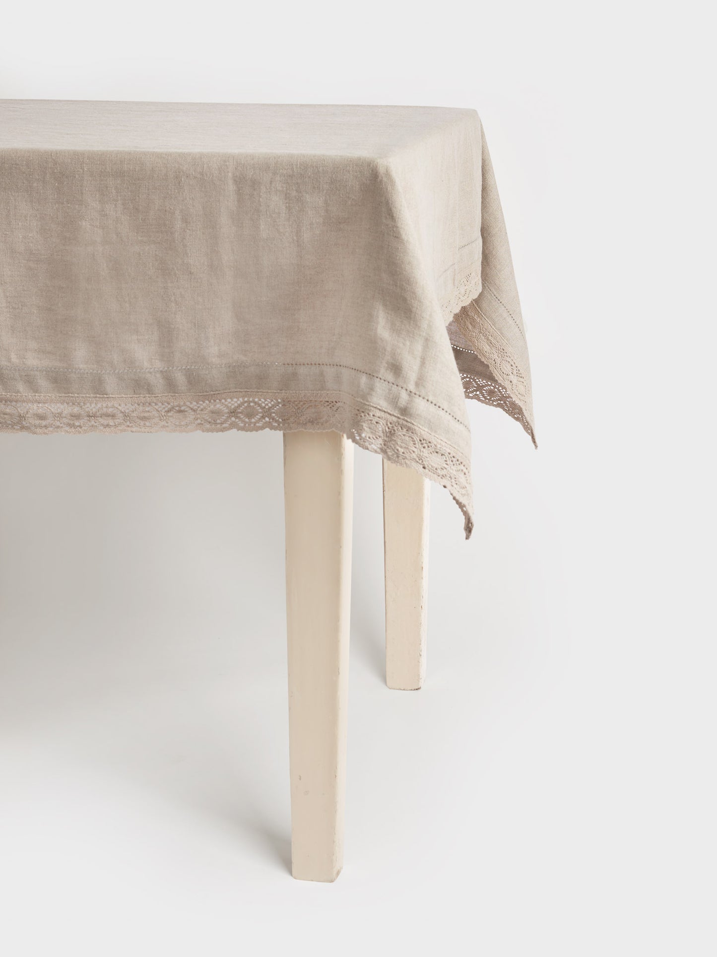 Linen Tablecloth - Natural linen with trim