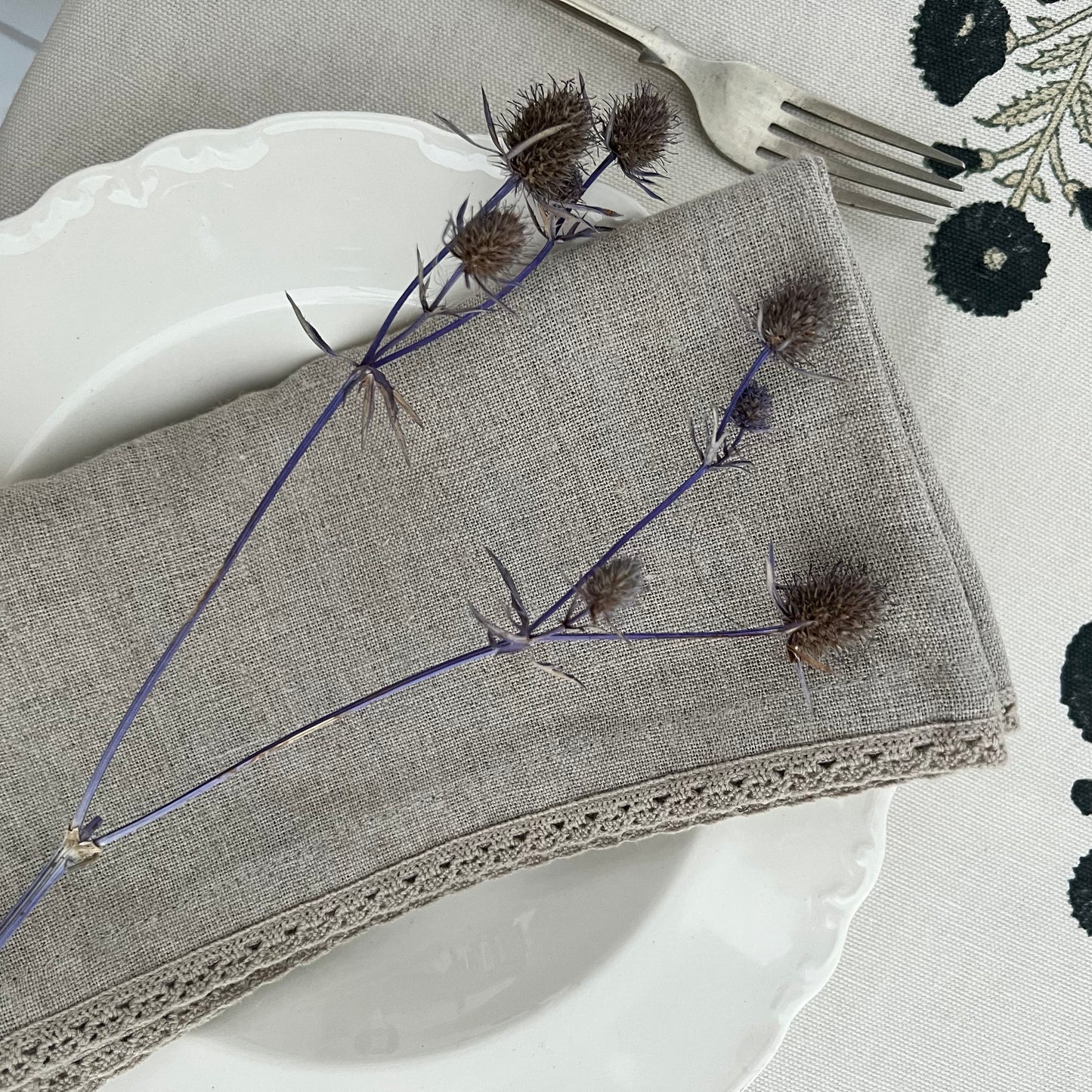 Linen Napkin - Natural linen with trim