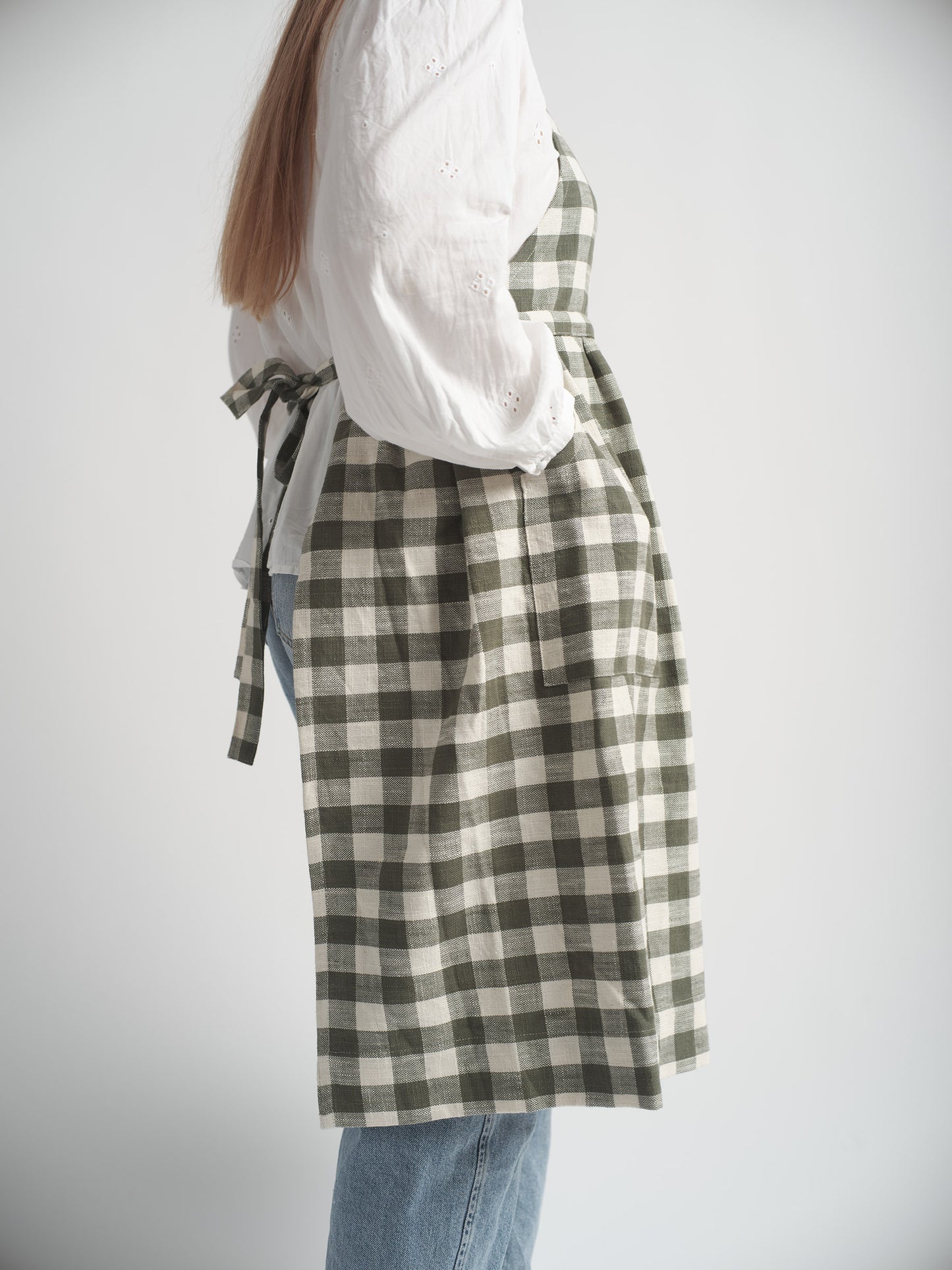 Organic Cotton Apron - Gingham in pine