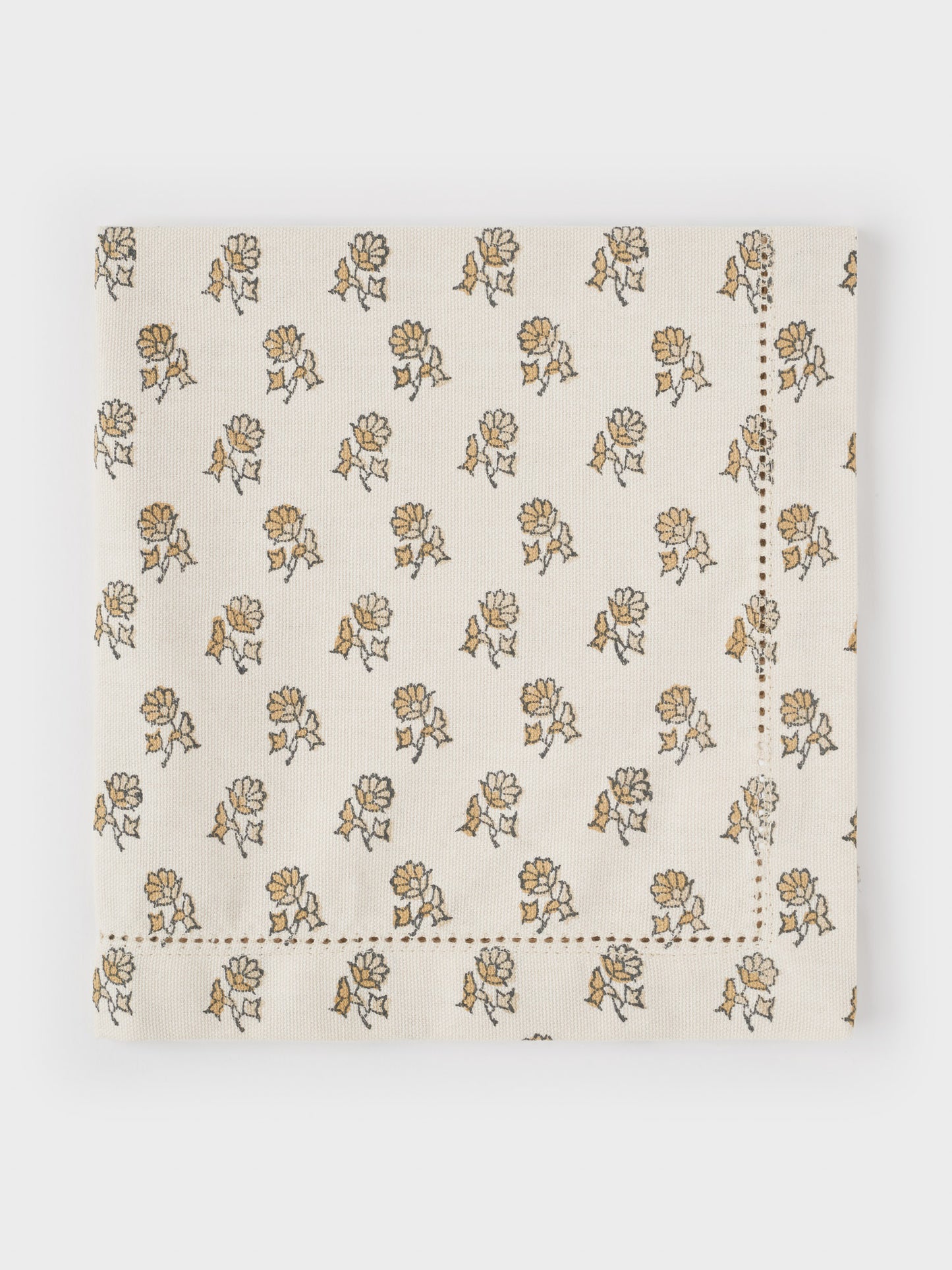 Organic Cotton Napkin - Daisy block print in flaxen