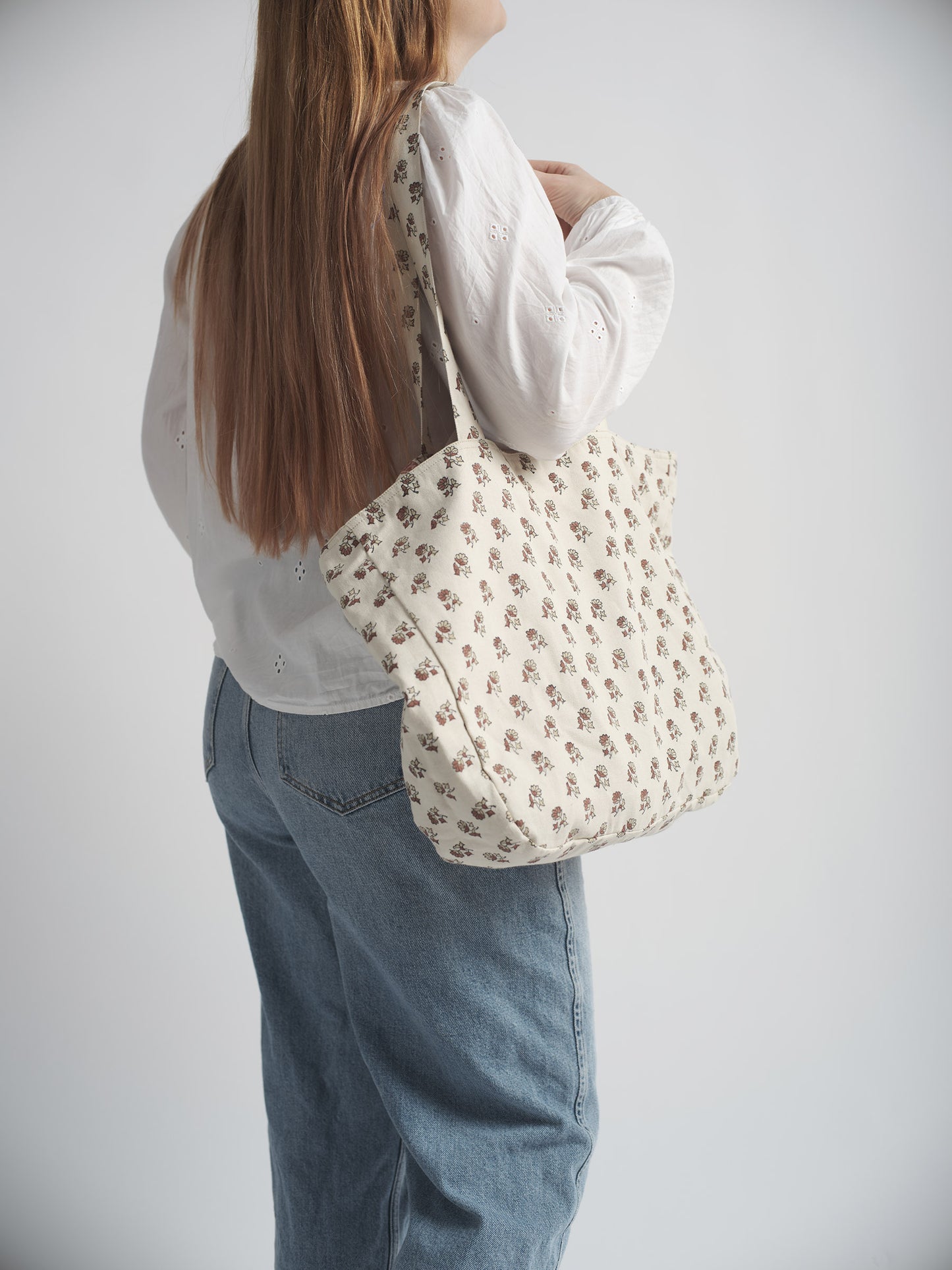Organic Cotton Reversible Shopper - Block Print in Cedar
