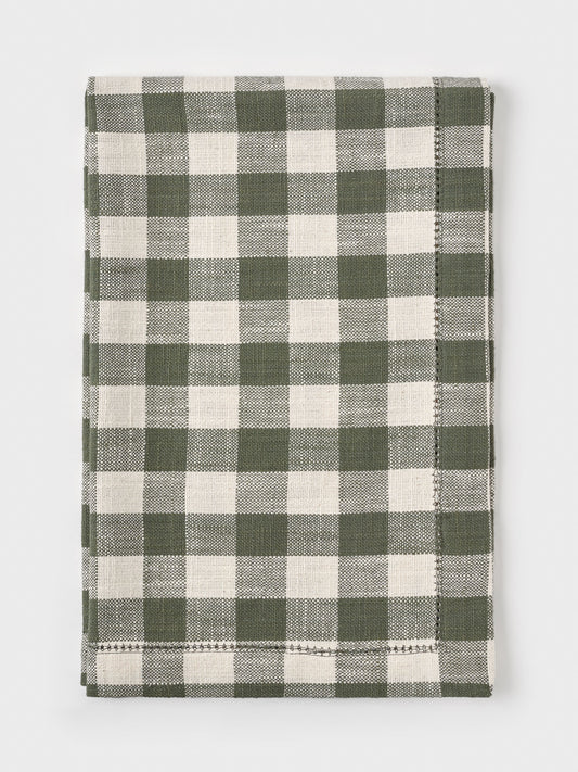 Organic Cotton Tea Towel - gingham in pine