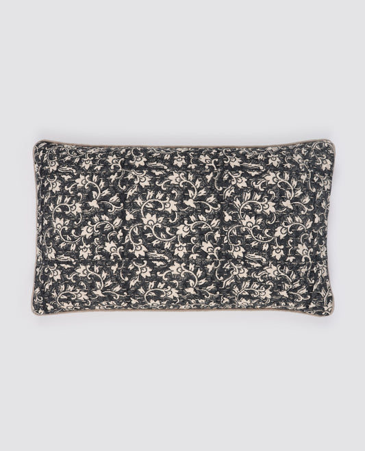 Organic Cotton Cushion Cover - Delilah block print in inky blue
