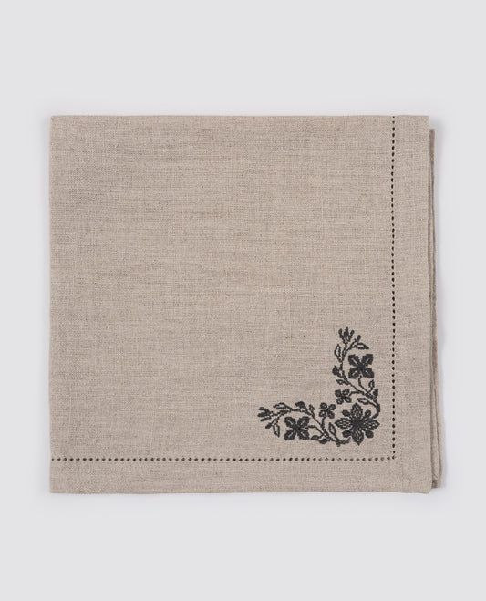 Linen Napkin - Natural linen with embroidery