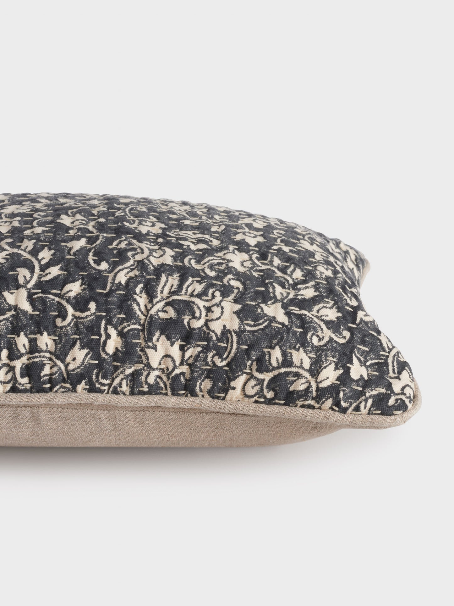 Organic Cotton Cushion Cover - Delilah block print in inky blue