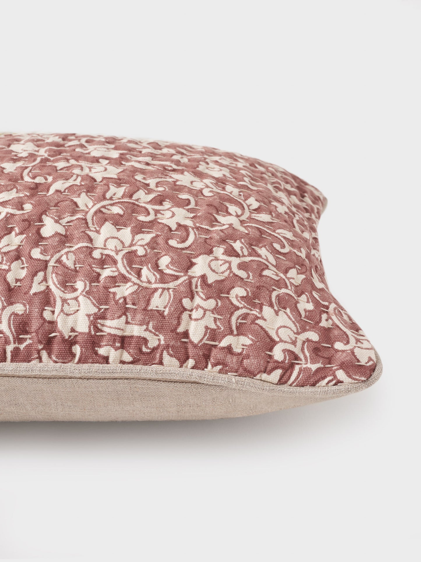 Organic Cotton Cushion Cover - Delilah block print in cedar