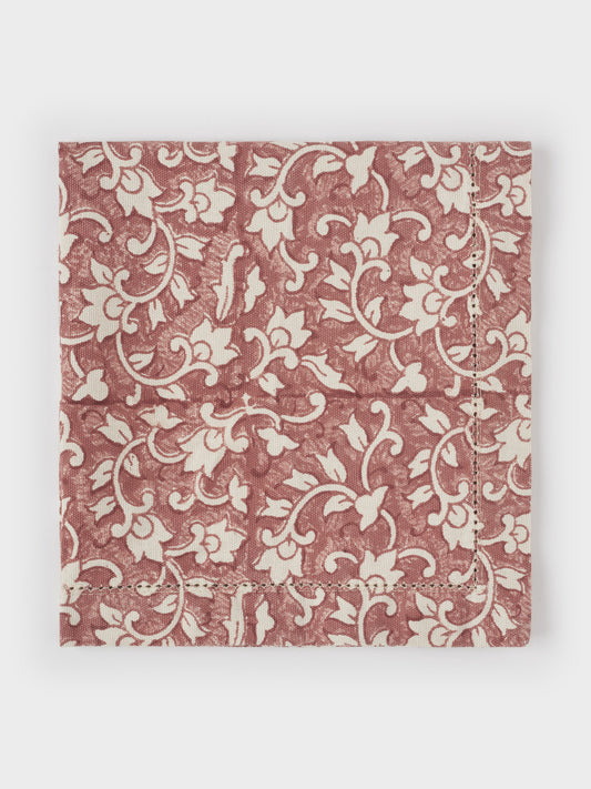 Organic Cotton Napkin - Delilah block print in cedar