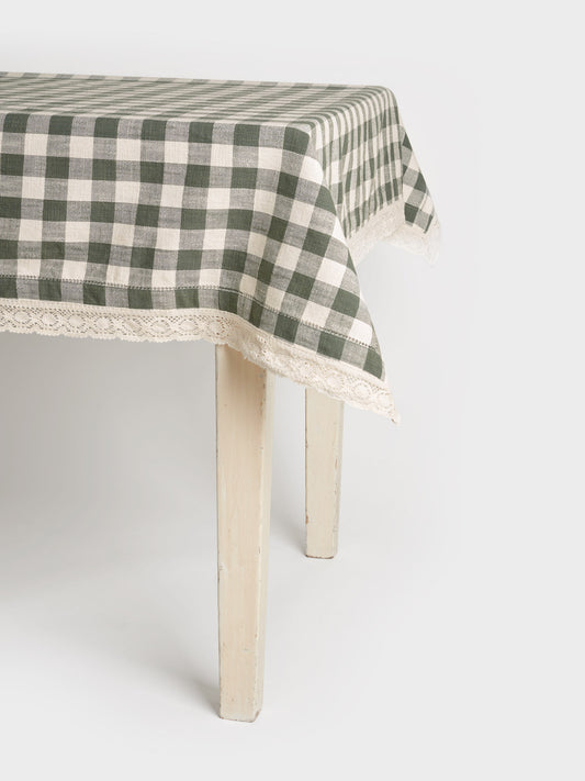 Organic Cotton Tablecloth - gingham in pine